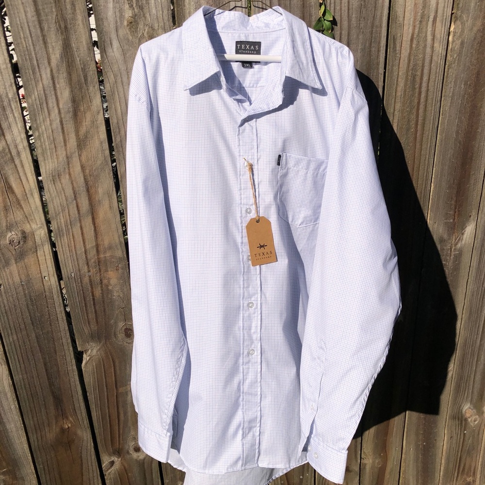 NEW Texas Standard 3XL Long Sleeve Blue Plaid Button Down Shirt